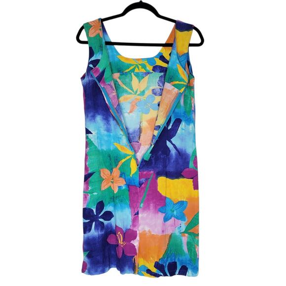 Jams World Sheath Dress Small Rayon Tissue Flower Colorful Resort Hawaiian Beach - Picture 3 of 10
